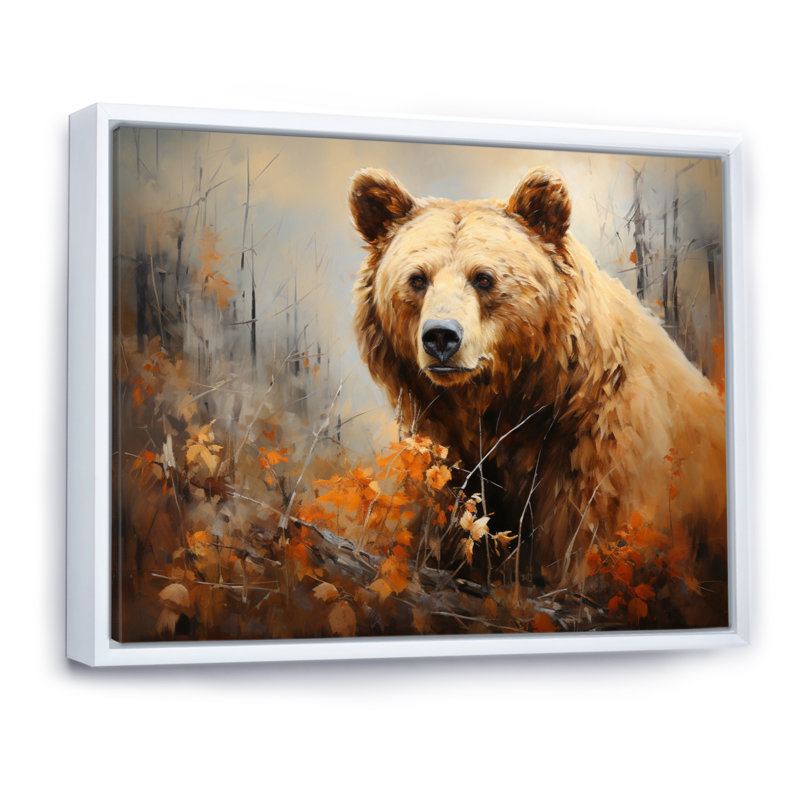 Bazyli Bear Bears Boundary I - art mural ours, H 34 po x l 44 po x P 1,5 po, Cadre flottant blanc