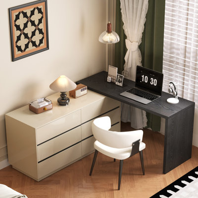 114.56 Inch Multifunctional Storage Desk With Drawers Extended Countertop Vanity Writing Desk