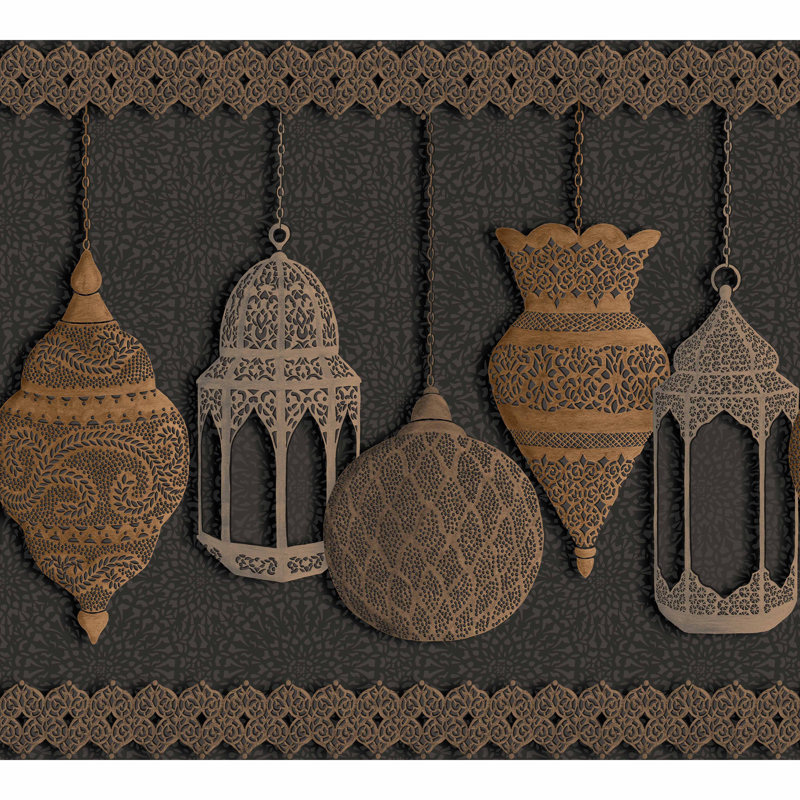 Fez Metallic Wallpaper Roll, Silver/Bronze/Charcoal
