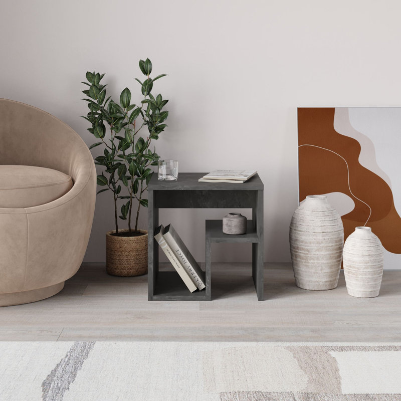 Table d'appoint moderne, gris rétro, 15,7 po x 15,7 po x 13,8 po | 100% panneau de particules enduit de mélamine, 0,7 po d'épaisseur | Conception élégante et fonctionnelle, assemblage facile