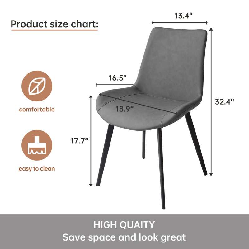 Chaise rembourrée en similicuir Josman avec pieds en acier , 4, Gris