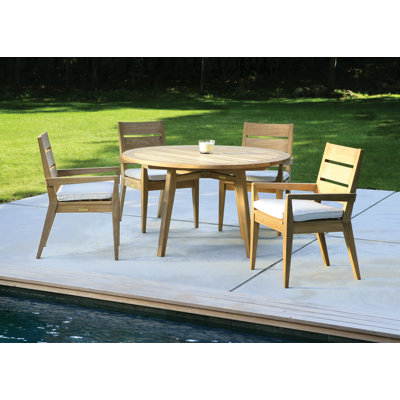 Algarve Outdoor 5 - Piece Teak Dining Set with Cushions