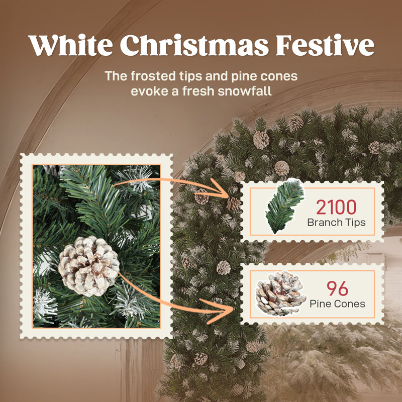250cm H Artificial Pine Christmas Tree, 250cm H x 220cm W x 23.6cm D