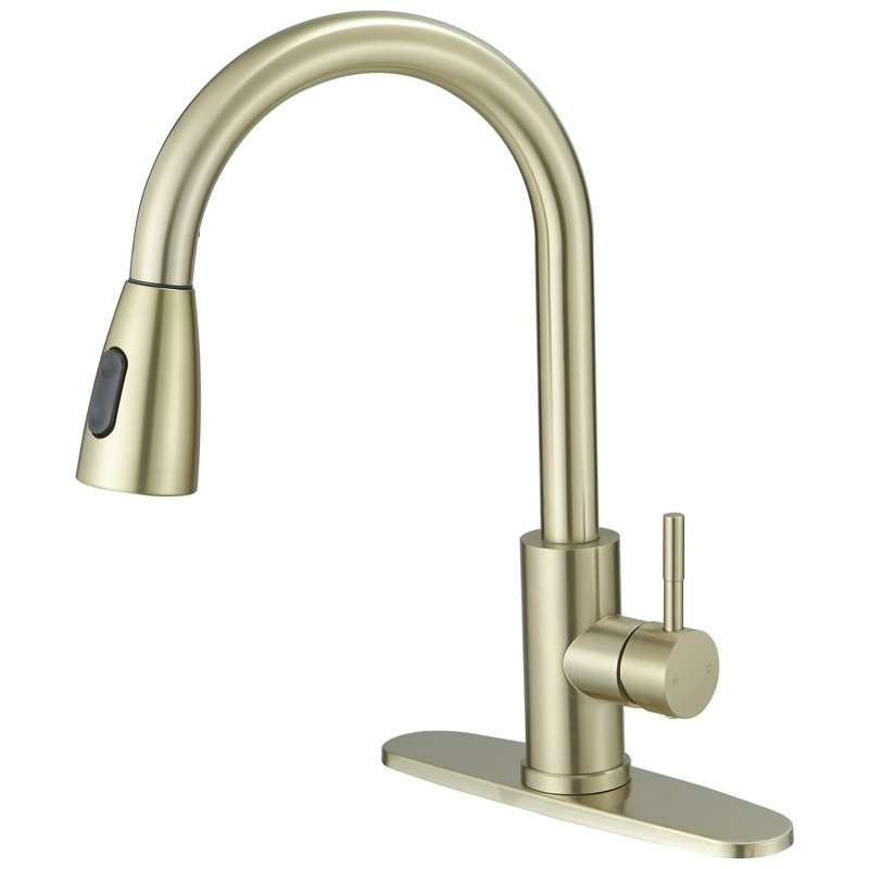 VIBRANTBATH Pull Out Kitchen Faucet, Brushed Gold