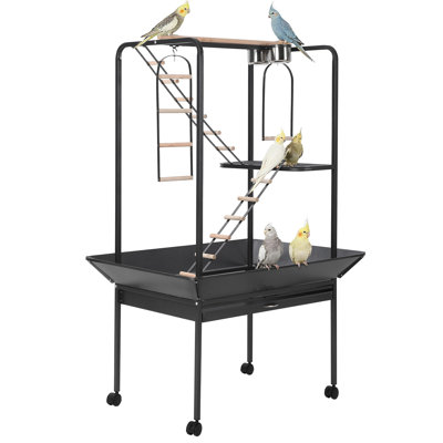 64 Inch H Extra Large Bird Cage With Removable Tray Waterproof Roof Lockable Casters Easy To Clean For Indoor And Outdoor Use Fits Conure Macaw Budgie