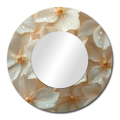 Cristal crème pétales de fleurs sauvages - Art mural miroir floral - imprimé sur métal