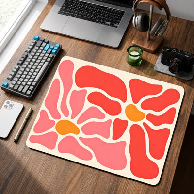  Rubber Mouse Pad, Smooth Microfiber Surface, Non-Slip Base, Rounded Edge Decorative Mouse Mat for Office & Gaming,12×8 Inch ,Pink Abstract Blob Pattern