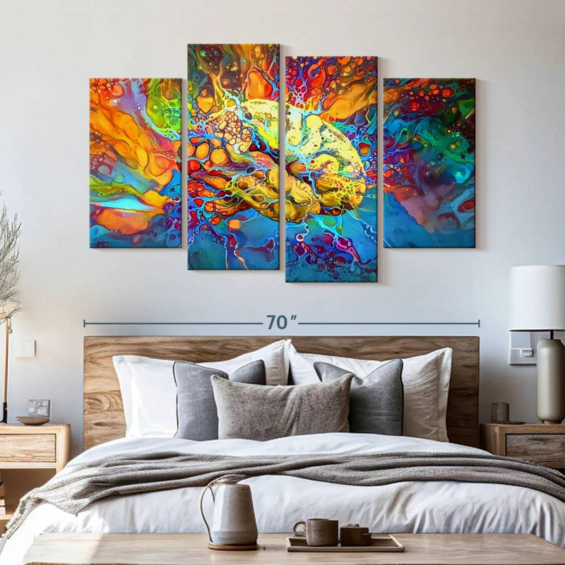Abstract Brain On Canvas 4 Pieces Set, 42" H x 68" W x 1.25" D