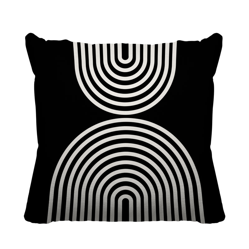 Coussin décoratif intérieur / extérieur Hali, L 19 po x H 19 po, Noir