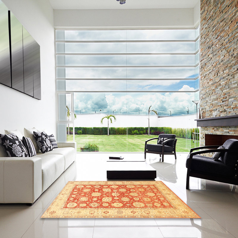 Tapis oriental jaune / rouge, Carré 3 pi