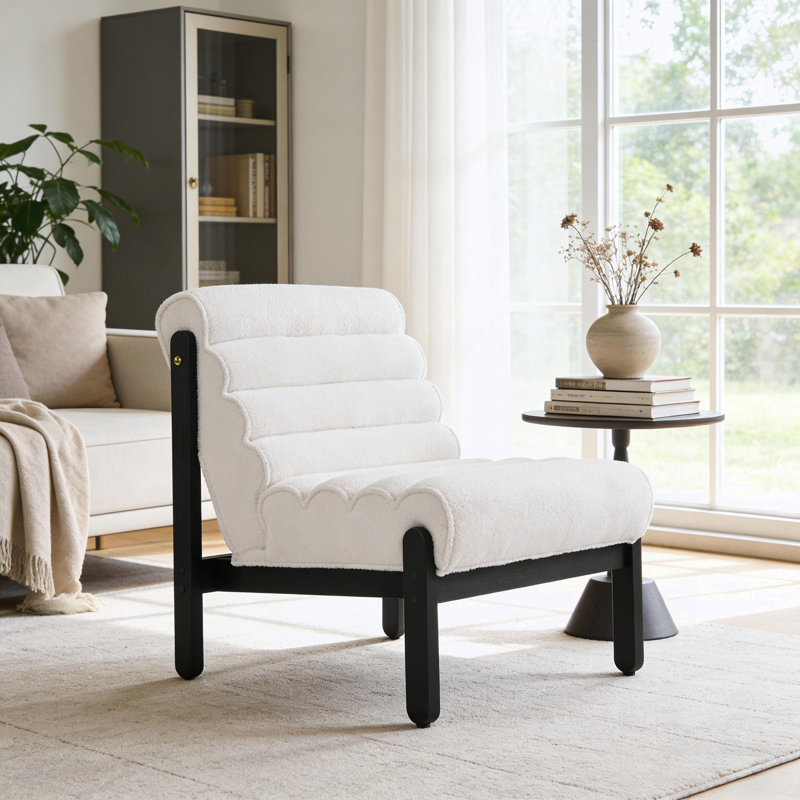 Chaise d'appoint avec structure en bois massif, White, Black
