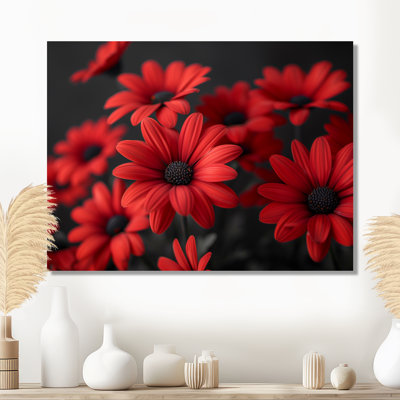 Monochromes rouges et noirs marguerites photo II - marguerites murales salon d'art