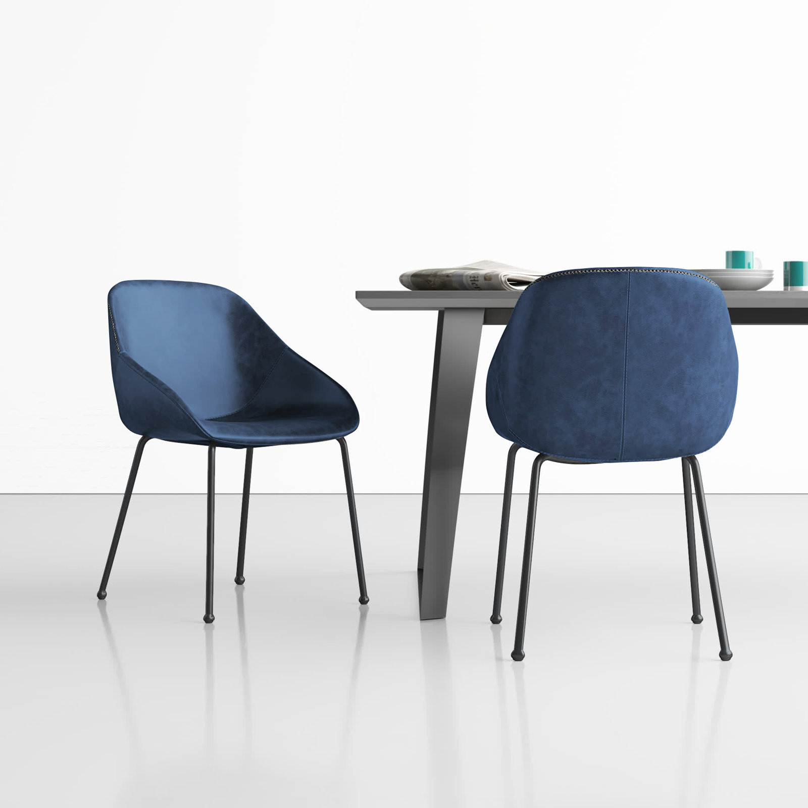 Garner Dining Chair, Vintage Dark Blue Faux Leather