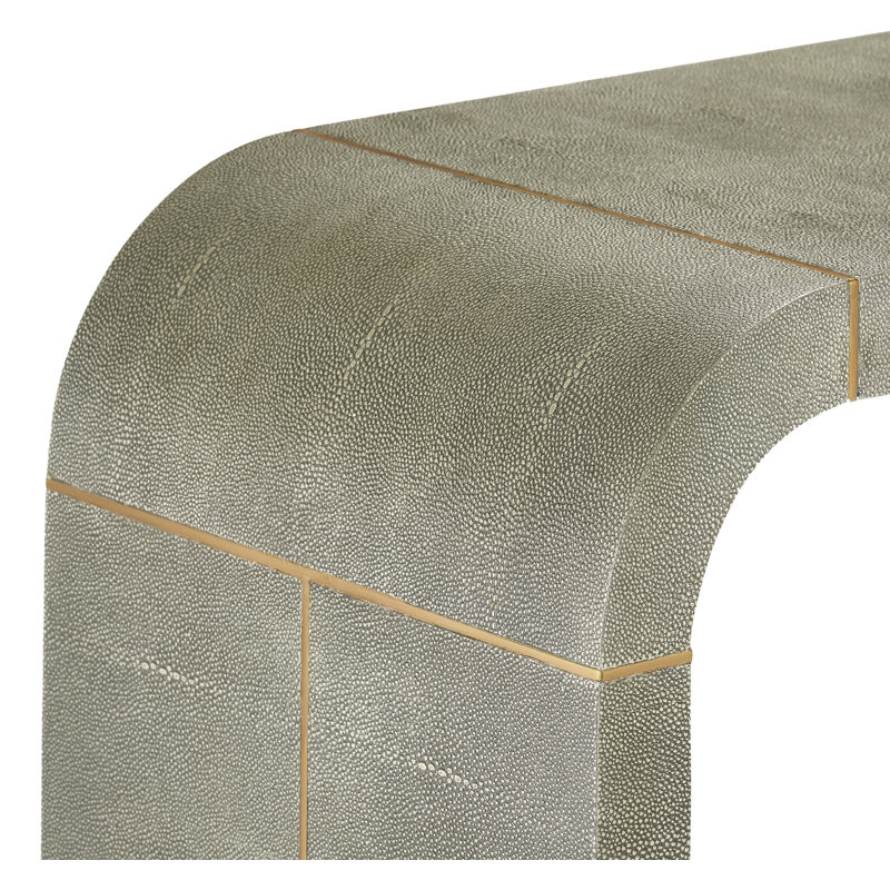 Sutherland 72'' W Console Table, Sorrel Gray Sharkskin/Brushed Brass