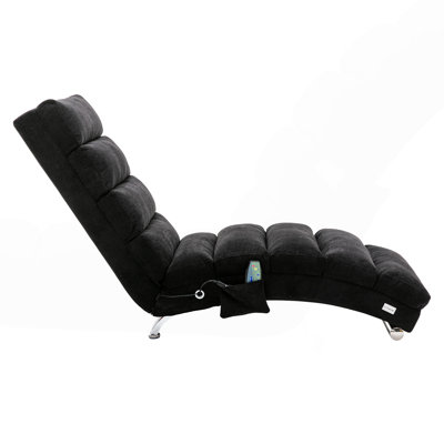 Méridienne de luxe rembourrée avec vibration pour la détente, canapé inclinable de loisirs moderne en tissu à dossier fixe pour salon / chambre à coucher