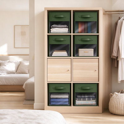 Cubes de rangement avec fenêtre transparente, bacs de rangement en tissu pliables pour l'organisation de tablettes, placards, chambres de bébé et salles de jeux