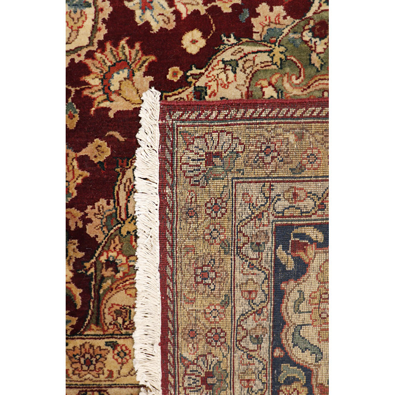 Tapis intérieur rouge en laine noué à la main Agra, Rectangle 11 pi 2 po x 18 pi 4 po