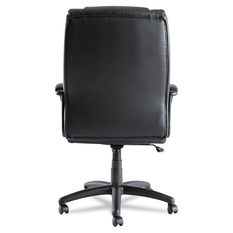 Elegance High-Back Black Leather Swivel Executive Chair with Plastic Arms