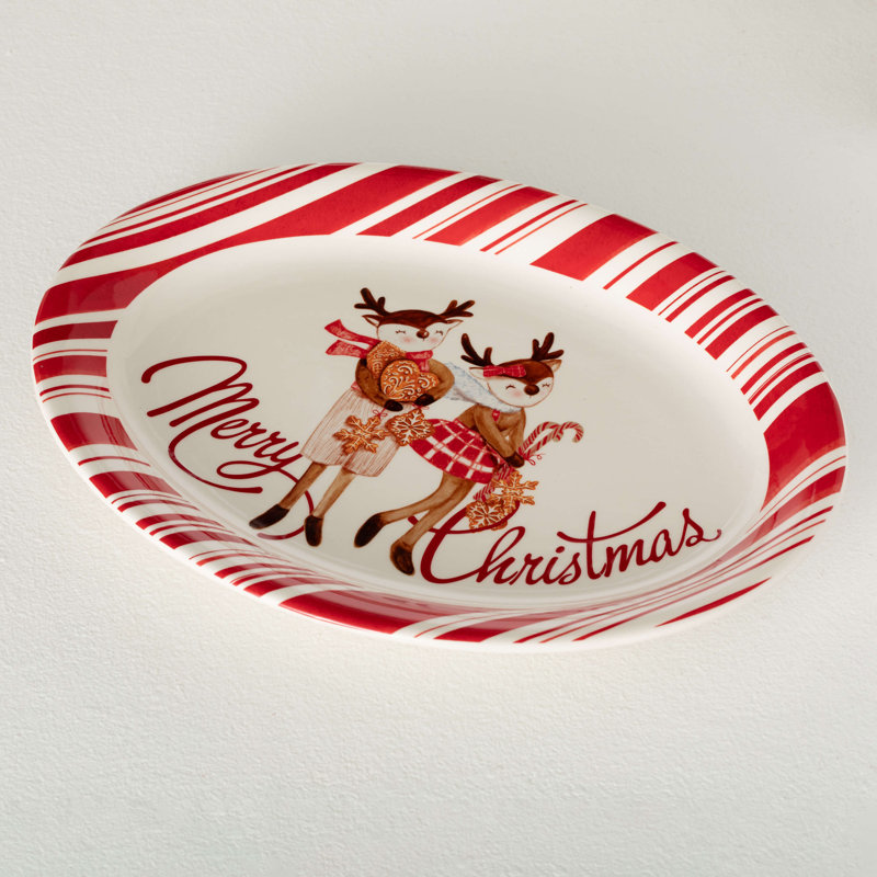 Plateau 14,75 "Merry Christmas, rouge et blanc