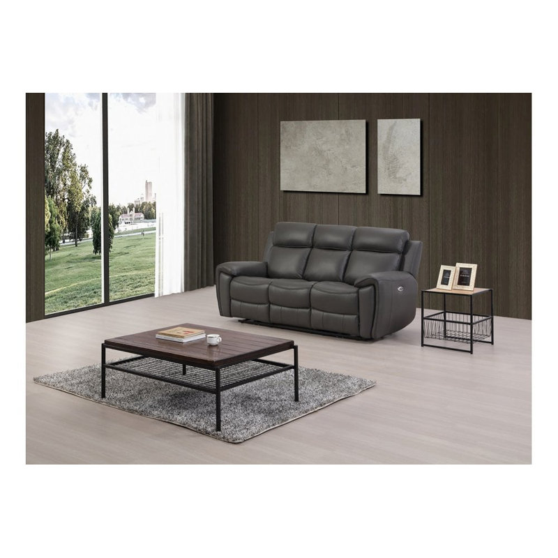 Annecy Genuine Leather Electric Power Recliner 3 Seater, Grey