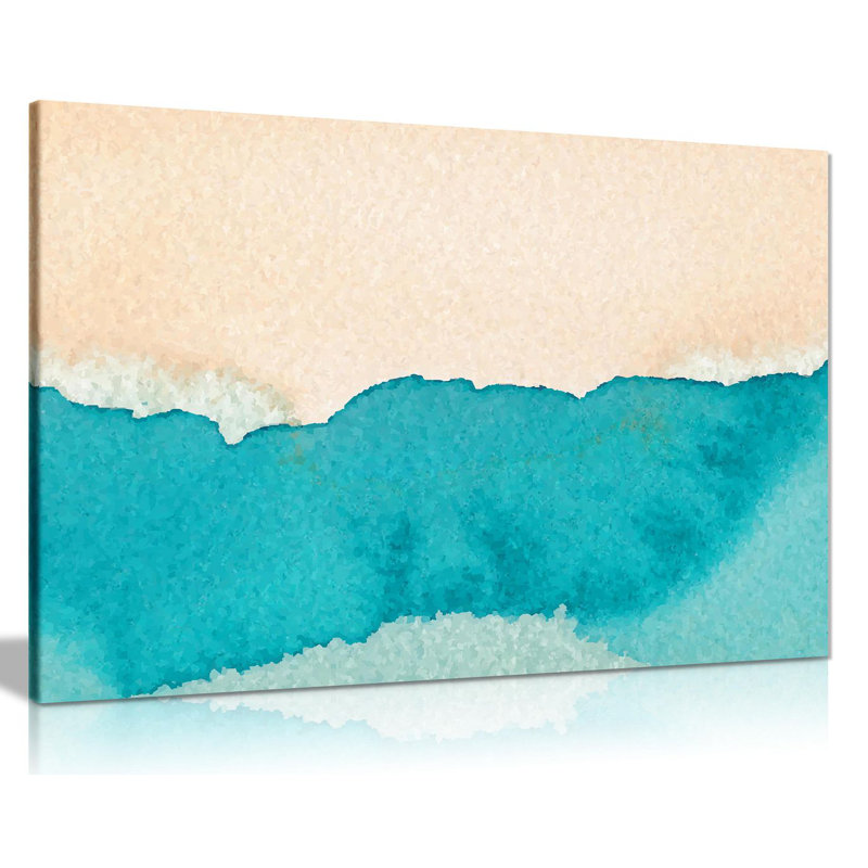 Abstract Beach Watercolour Canvas Wall Art Picture Print - Wrapped Canvas Print, 20cm H x 31cm W