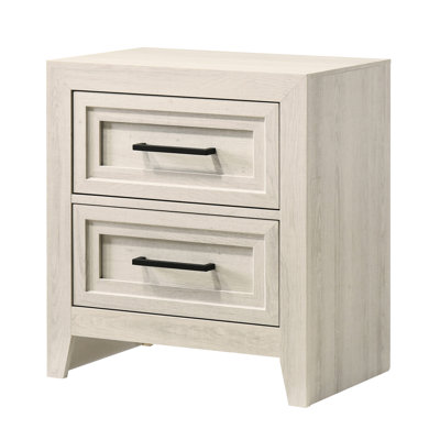 Table de chevet contemporaine à deux tiroirs, motif géométrique et éclat, poignée en métal, 39,97 lb, conception de chambre à coucher, tiroirs lustrés, attrait