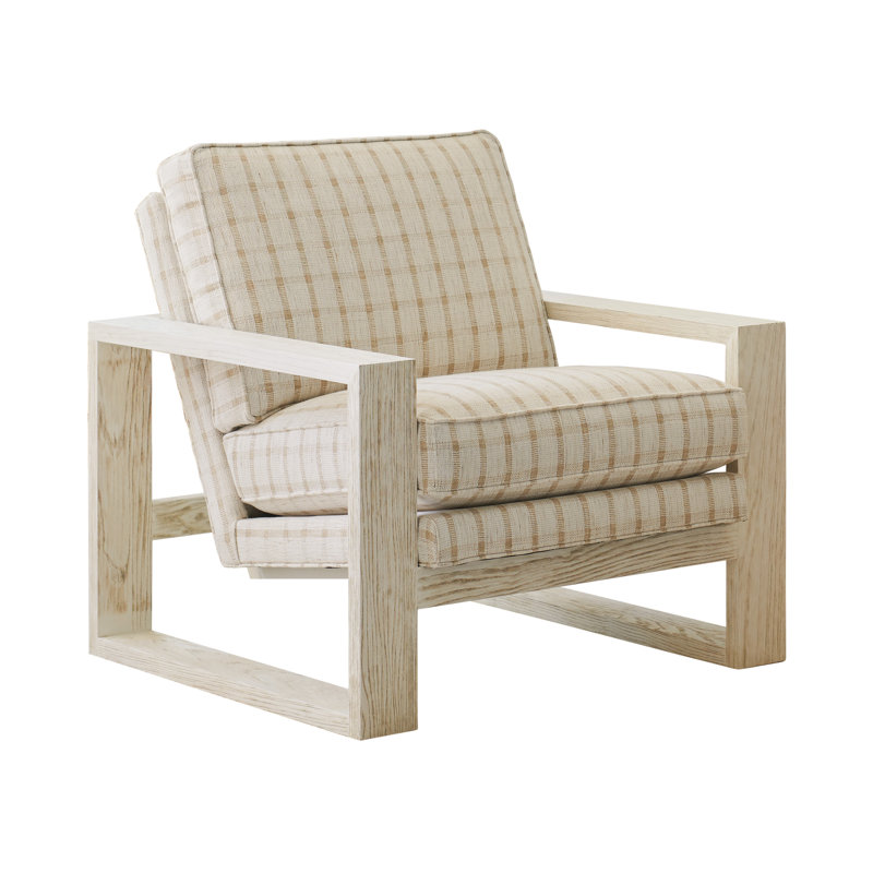Cream Beige Upholstered Armchair with Portola Finish