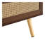 PE Rattan Coffee Table, Sliding Door For Storage, Solid Wood Legs, Modern Table For Living Room , Walnut Colour