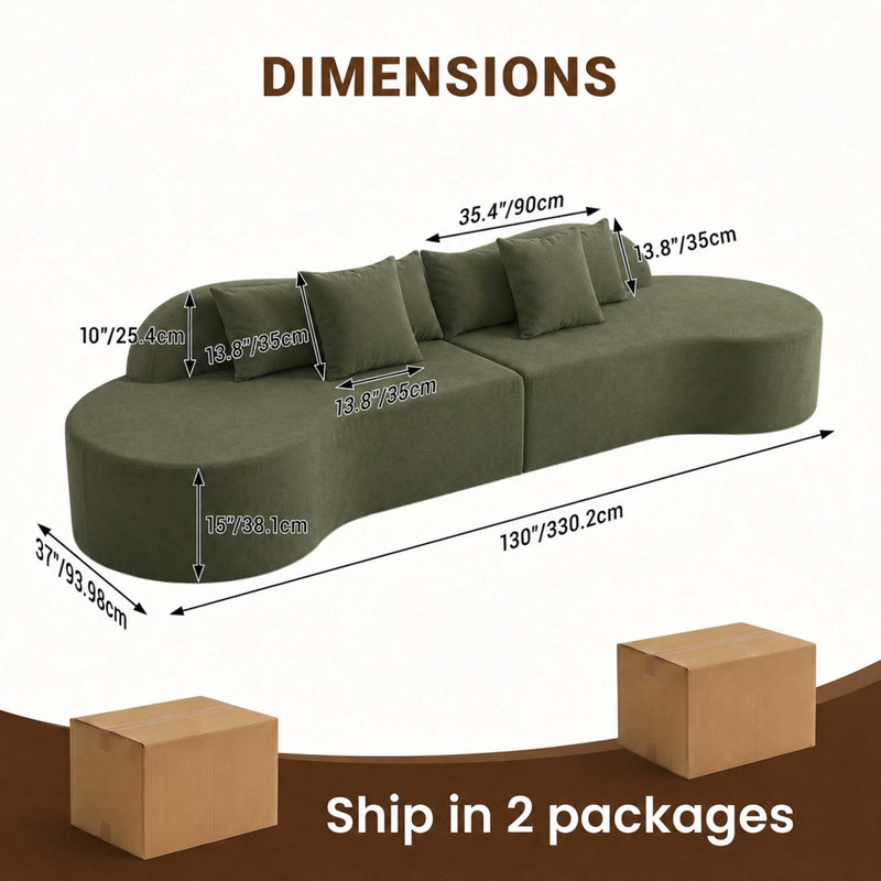 Canapé d'angle modulaire surdimensionné Cloud sans os, Velours côtelé vert