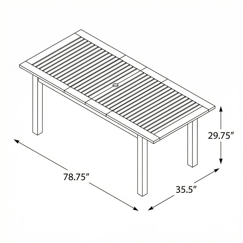 Table de salle à manger extensible pour l'extérieur avec fabrication en bois d'acacia et finition gris foncé pour le patio et le jardin