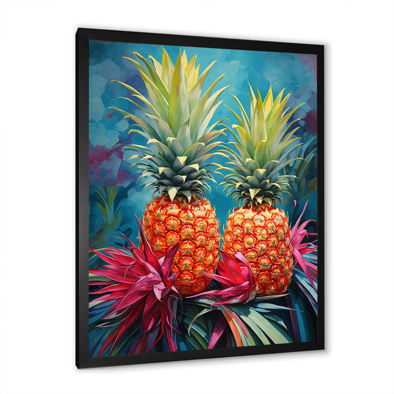 Oasis tropicale ananas sur toile, Cadre photo noir, H 40 po x l 30 po x P 1,5 po