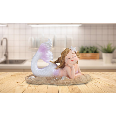 Figurine blanche sirène allongée sur la plage 5,5 "Mergirl