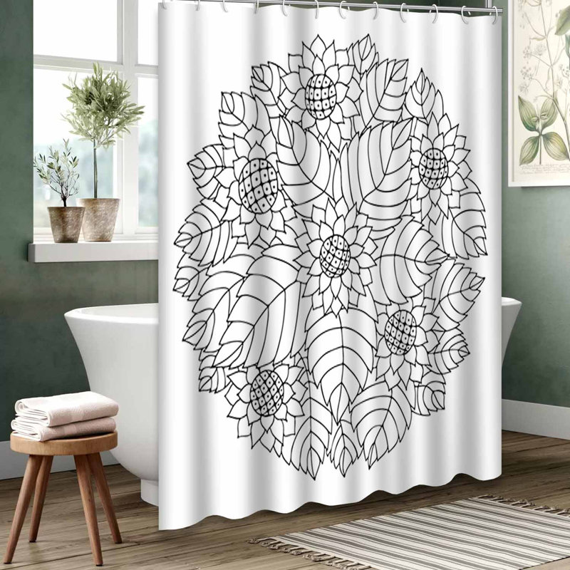 Rideau de douche noir imperméable, rideaux de douche pour la salle de bain avec 12 crochets, 72" L x 84" W
