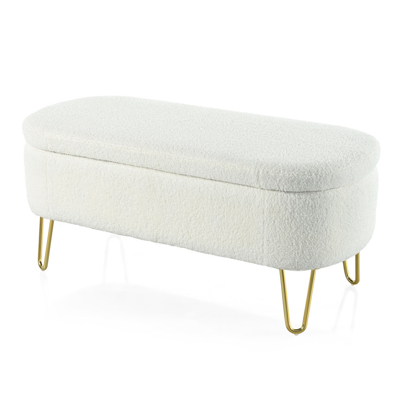 Banc de rangement ovale Lataif, Blanc