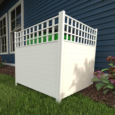 3.6ft H x 3.5ft W (2 Panels) No Dig Zippity Keswick Privacy Fence and Screen Kit, White Vinyl Privacy Fence, Outdoor Privacy Screen Panels for Yard, Trash Can Enclosure, Air Conditioner Fence ZP19060