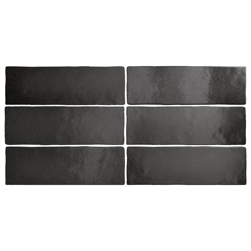 Carrelage mural en céramique 3 "x 8", Noir