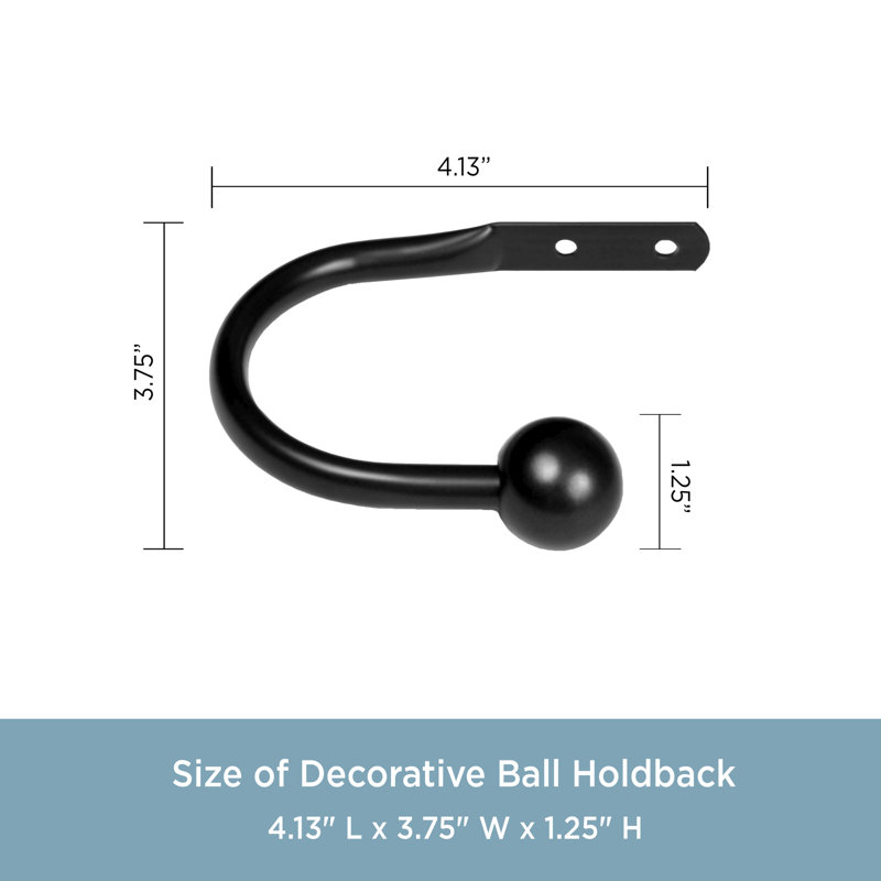 Kenney Black Ball End Metal Drapery Holdbacks Set of 2