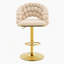Ensemble de 2 tabourets de bar beige en velours à chaîne boule avec pieds dorés, capitonné moderne réglable pour la cuisine et la maison