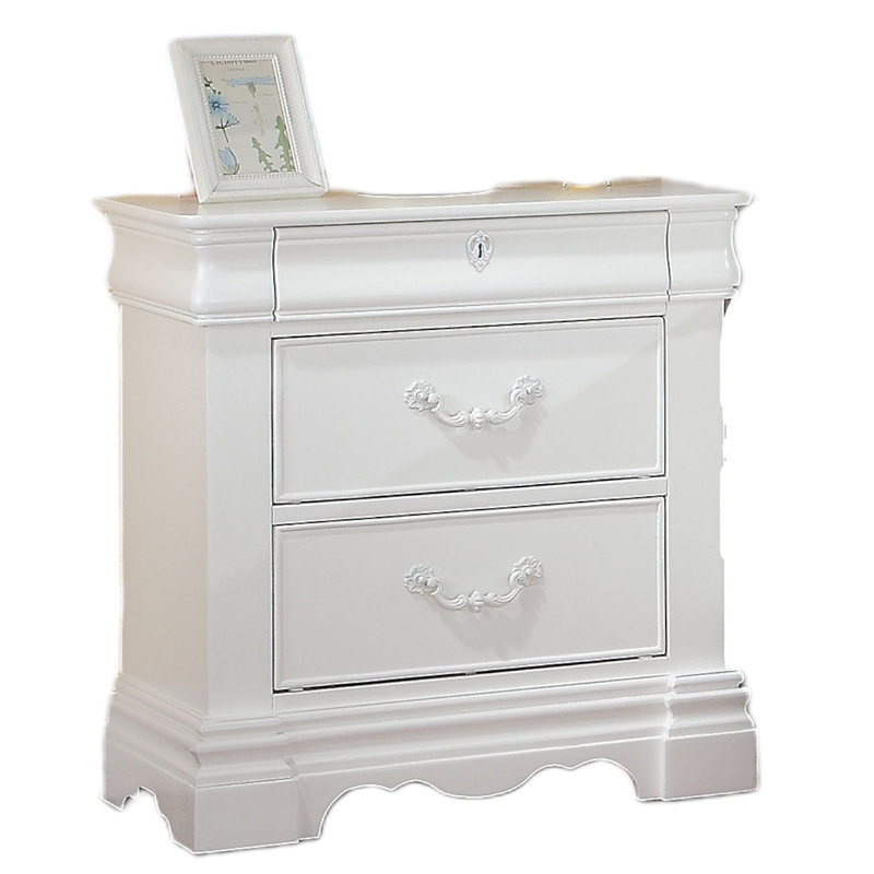 Allegra 3-Drawer Nightstand in White