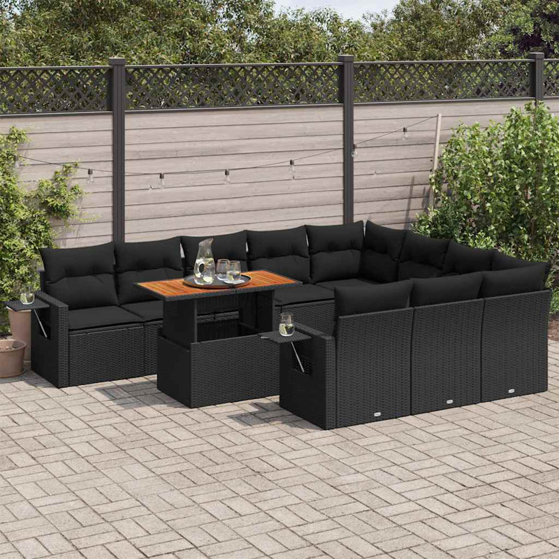  Garden Sofa Set Black