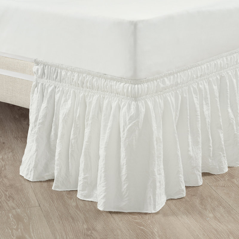 Ruffled Wrap Around Bed Skirt, King, White
