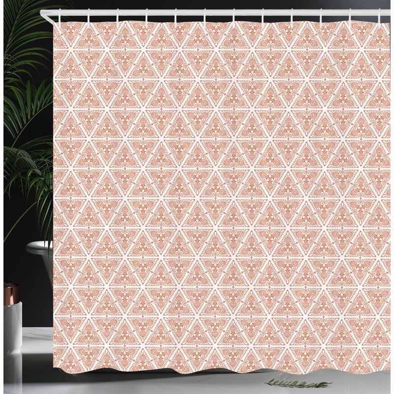 Shower Curtain Set + Hooks, 69"H x 70"W, Dark Salmon