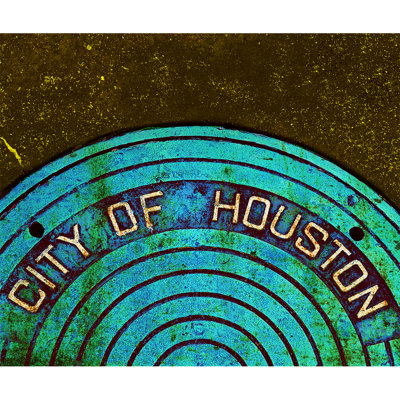 Houston Manhole Cover, Houston Texas - reproduction de photo sur toile tendue