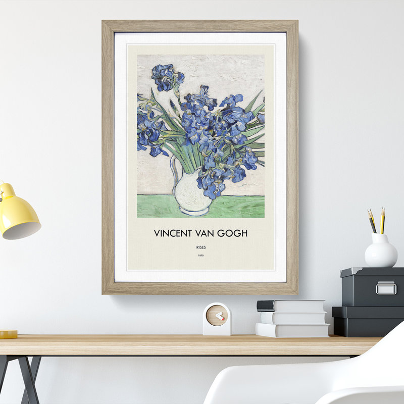 Vase of Irises Vol.1 by Vincent Van Gogh - Framed Print, Oak, 65cm H x 48cm W x 2cm D