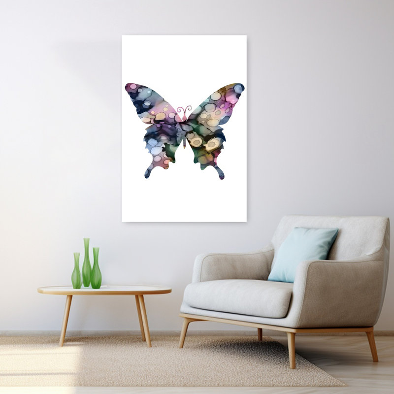 Art mural contemporain abstrait Butterfly II, 48" H x 32" W
