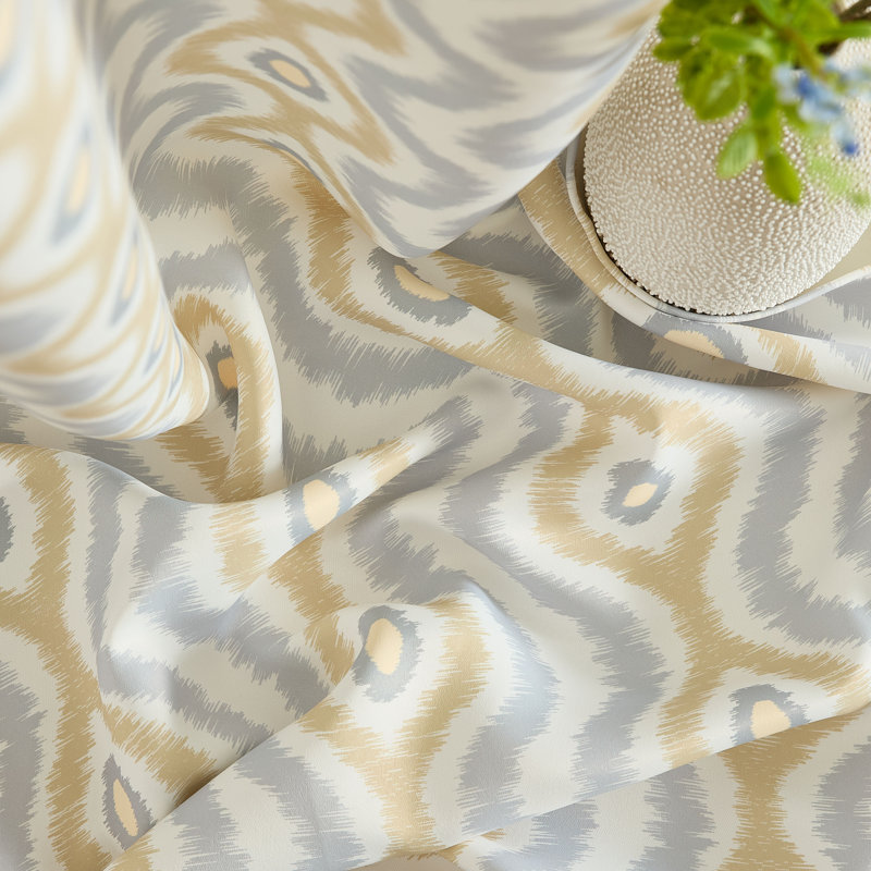HLC.ME Tanner Ogee Ikatt Damask Patterned Window Grommet Curtains Bedroom - Light Blocking Darkening Window Panels, Set of 2