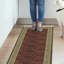 Tapis brun / doré lavable à la machine infroissable à bordure plate pour salon, couloir-1472773546