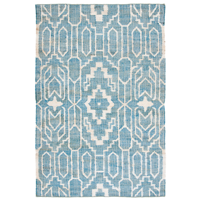 Natural Fiber Flat Weave Jute Southwestern Rug, Rectangle 4' x 6'