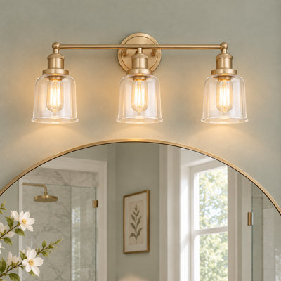 Éclairage pour salle de bain 3 lumières à intensité variable en or rose Denroy