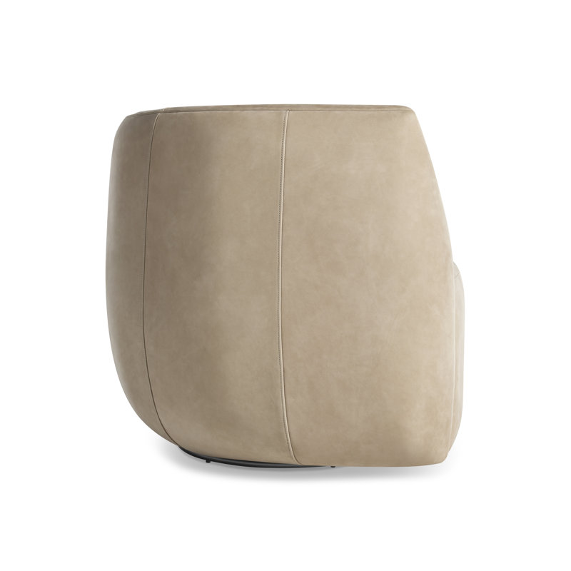 Council Leather Swivel Barrel Chair, Stone Genuine Leather